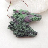 Ruby and Zoisite Horse Head Pendant Semiprecious Stone Necklace