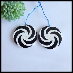 Obsidian & Jade Intarsia Women Earrings & Beads Set