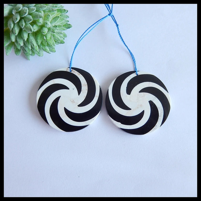 Obsidian & Jade Intarsia Women Earrings & Beads Set