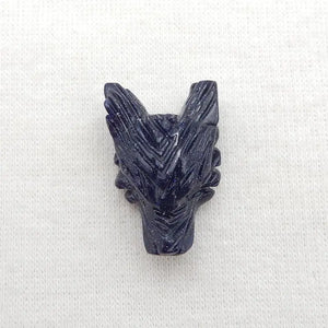 Goldstone Carved Wolf Head Pendant Bead 22x14x9mm 3g