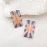 Cymophane Intarsia Earring Bead 22x12mm