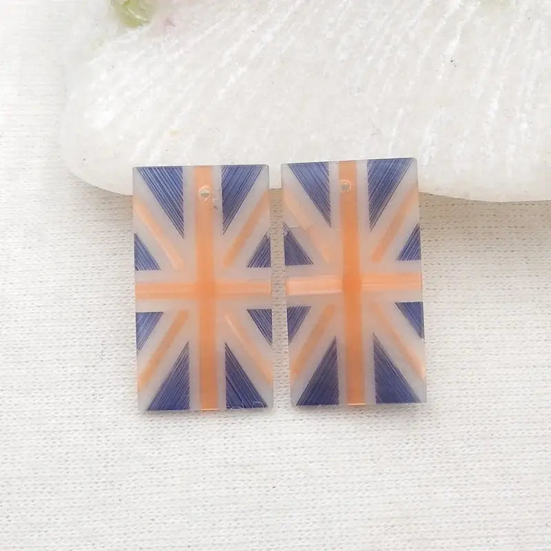 Cymophane Intarsia Earring Bead 22x12mm