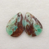 Natural Chrysoprase Water Droplet Earrings 22x15x5mm