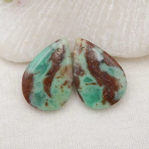 Natural Chrysoprase Water Droplet Earrings 22x15x5mm