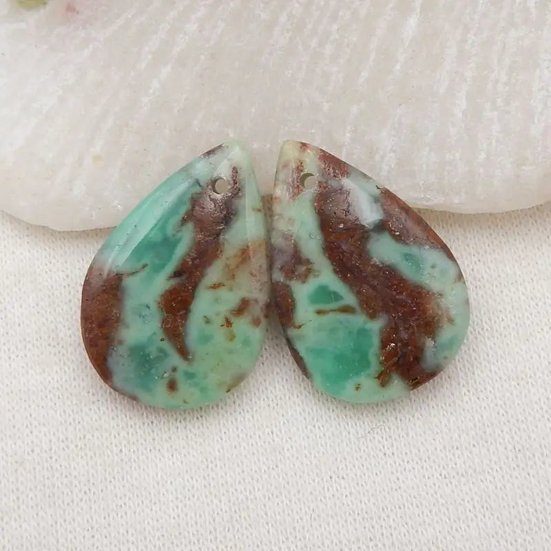 Natural Chrysoprase Water Droplet Earrings 22x15x5mm