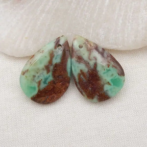 Natural Chrysoprase Water Droplet Earrings 22x15x5mm