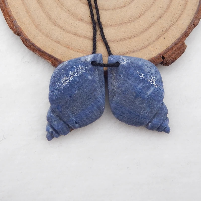 Blue Coral Carved Shell Shap woman Earrings Beads