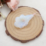 Opalite Carved Flower Pendant Bead 37x20x12mm