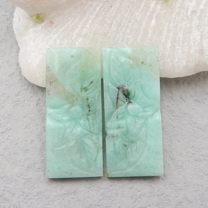 Chrysocolla Earrings Bead 35x15x4mm, Birthday Gift, 9g