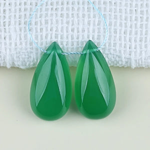 Green Agate Earrings Beads 25x13x7mm for DIY Jewelry Making