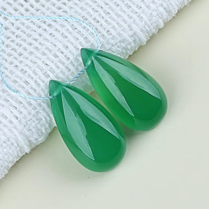 Green Agate Earrings Beads 25x13x7mm for DIY Jewelry Making