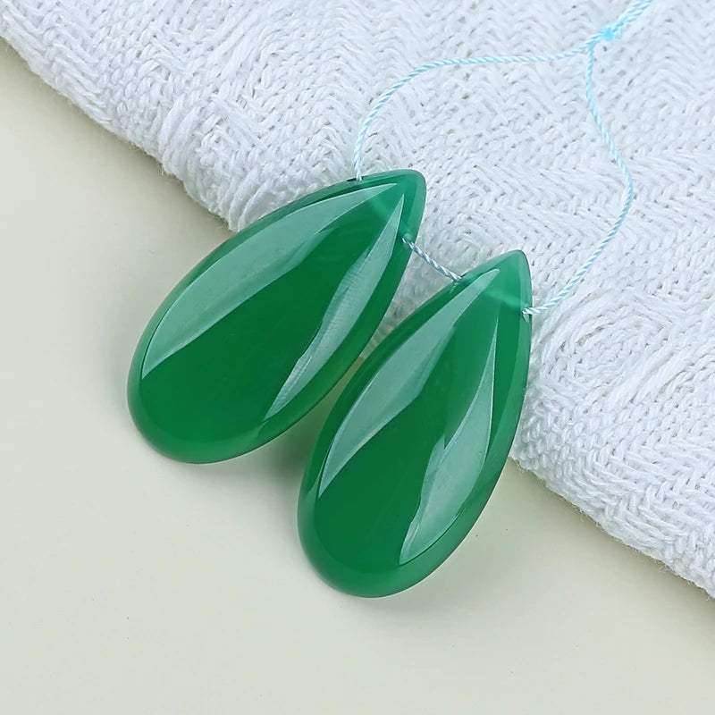 Green Agate Earrings Beads for Women Jewelry Making DIY