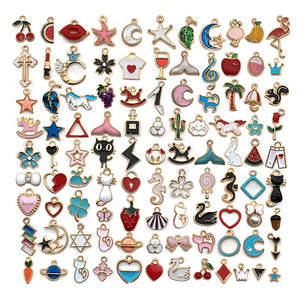 100pcs Mixed Style Animal Moon Leaves Charms for DIY Jewelry Making