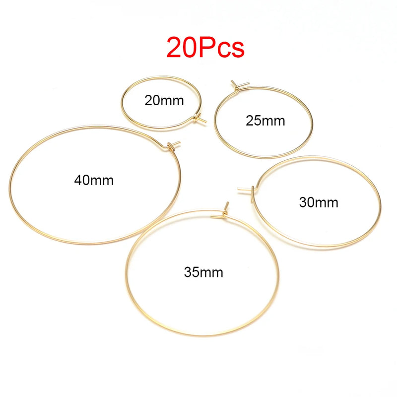 20pcs Stainless Steel Wire Hoops Earrings DIY Jewelry Making 20mm 30mm