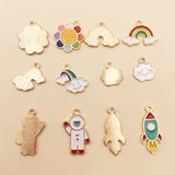 27pcs Rainbow Sunflower Spaceman Earrings Charms Necklace Pendant DIY Jewelry