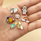27pcs Rainbow Sunflower Spaceman Earrings Charms Necklace Pendant DIY Jewelry