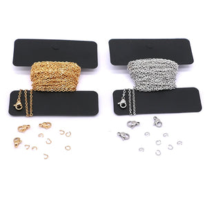 5M 2mm Stainless Steel Link Chains Necklaces Lobster Clasp DIY Jewelry Findings