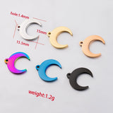 5pcs Stainless Steel Ox Horn Charms Crescent Moon Necklace Pendant