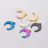 5pcs Stainless Steel Ox Horn Charms Crescent Moon Necklace Pendant