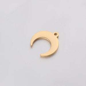5pcs Stainless Steel Ox Horn Charms Crescent Moon Necklace Pendant