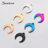 5pcs Stainless Steel Ox Horn Charms Crescent Moon Necklace Pendant
