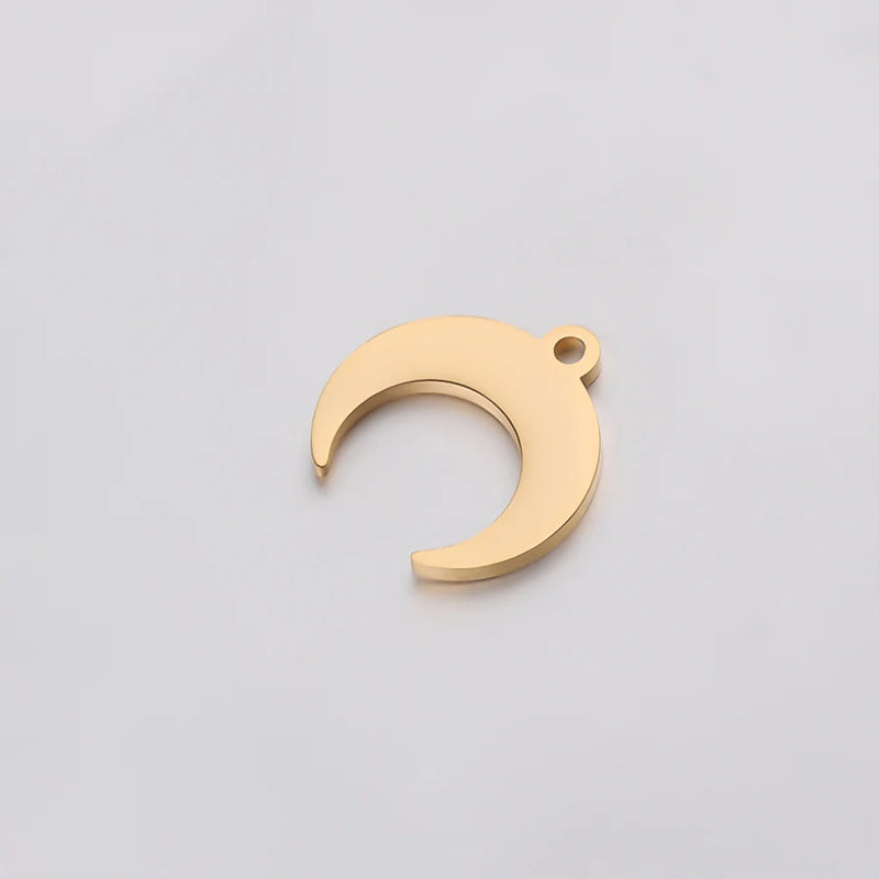 5pcs Stainless Steel Ox Horn Charms Crescent Moon Necklace Pendant