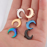 5pcs Stainless Steel Ox Horn Charms Crescent Moon Necklace Pendant