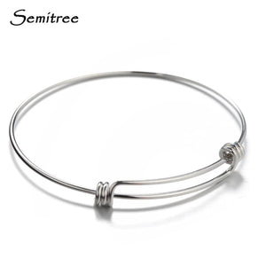 5pcs Stainless Steel Adjustable Wire Bracelet Bangle for DIY Charms