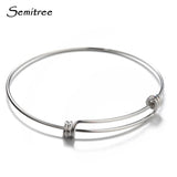 5pcs Stainless Steel Adjustable Wire Bracelet Bangle for DIY Charms