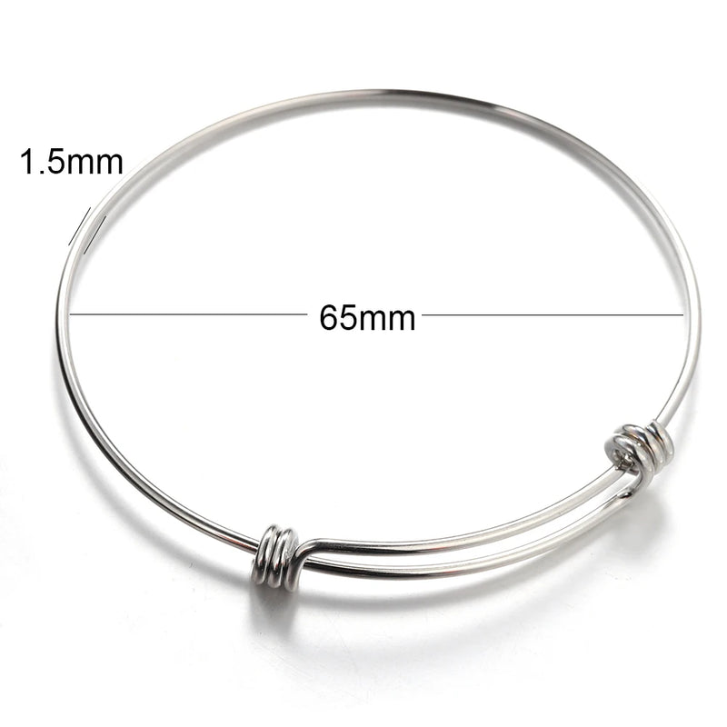 5pcs Stainless Steel Adjustable Wire Bracelet Bangle for DIY Charms
