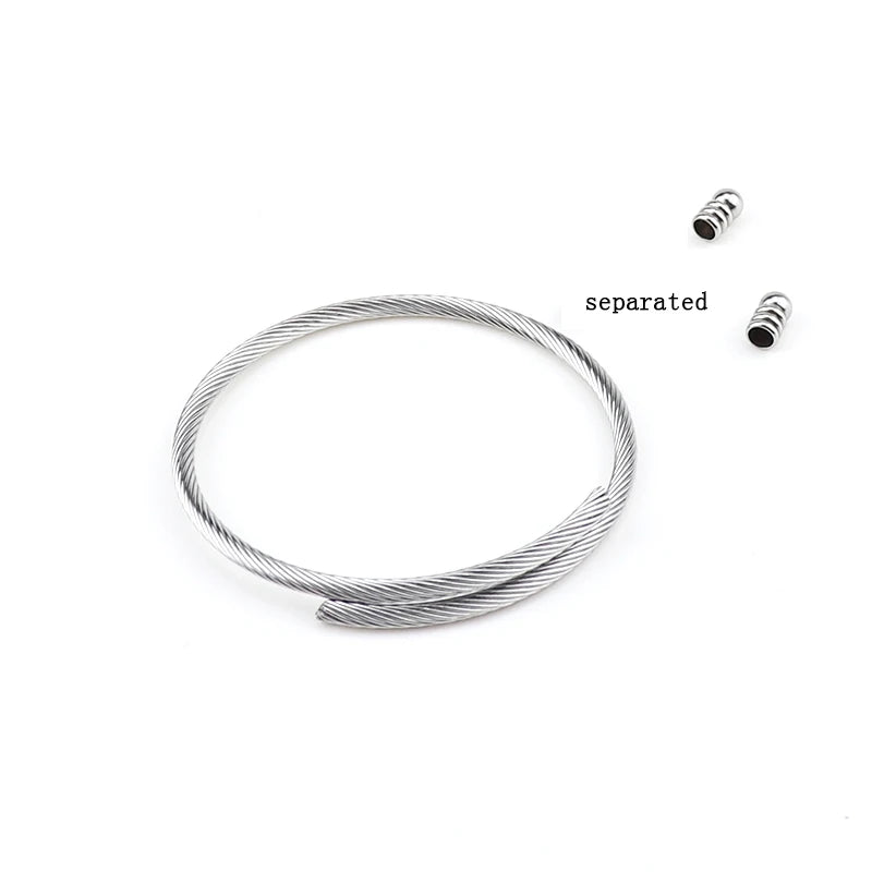 304 SS Twist Wire Bracelet Bangle for DIY Jewelry Making