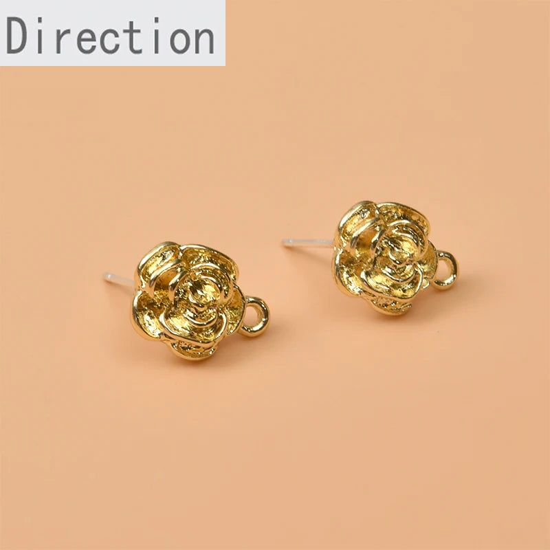 Camellia Retro Rose Flower Belt Earrings Material