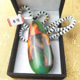 A-level Natural Jade Stone Pendant Three-color Bead Necklace
