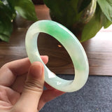 Natural Myanmar Emerald A-Class 54-62mm Ice Green Bicolor Bracelet