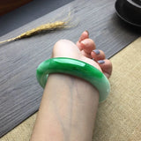 Natural Myanmar Jade A-Class 54-62mm Green Two-color Bracelet