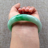 Natural Myanmar Green Two-color Jade Bracelet Princess Bracelet