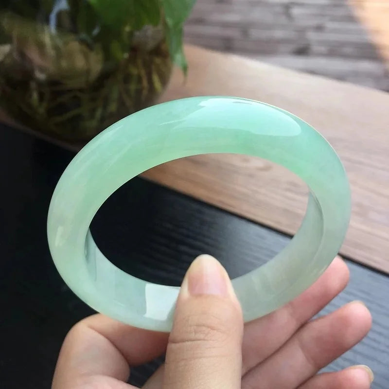 Natural Myanmar Jade A-Class 54-62mm Ice Light Green Bracelet