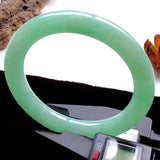 Natural Myanmar Jade A-Class Carved Light Green Round Bangle Bracelet