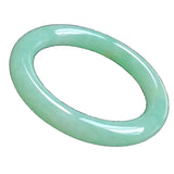 Natural Myanmar Jade A-Class Carved Light Green Round Bangle Bracelet