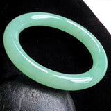 Natural Myanmar Jade A-Class Carved Light Green Round Bangle Bracelet