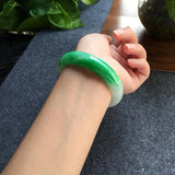 Myanmar Jade A-Class 54-62mm Green Two-color Princess Bracelet