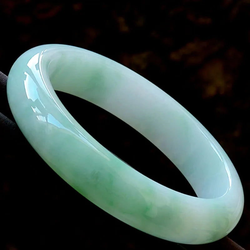 Certified Pure Myanmar Jade A-Class 54-62mm Light Green Bracelet