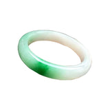 Cert. Pure Myanmar Jade A-Class 54-62mm Light Green Two-tone Bracelet