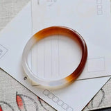 Thin Round Jade Bangle Red Two-color Myanmar Jadeite Bracelet Women
