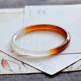 Thin Round Jade Bangle Red Two-color Myanmar Jadeite Bracelet Women