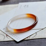 Thin Round Jade Bangle Red Two-color Myanmar Jadeite Bracelet Women