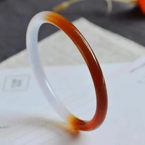 Thin Round Jade Bangle Red Two-color Myanmar Jadeite Bracelet Women