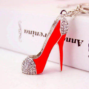 Sexy Red Heels Key Chain Car Pendant Bag Buckle Rhinestone Metal Jewelry
