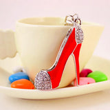 Sexy Red Heels Key Chain Car Pendant Bag Buckle Rhinestone Metal Jewelry