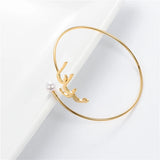 Senfai Arabic Name Pearl Bangle Bracelet Personal Stainless Steel Wristlet